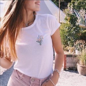 Brandy Melville white tee with flower embroidery